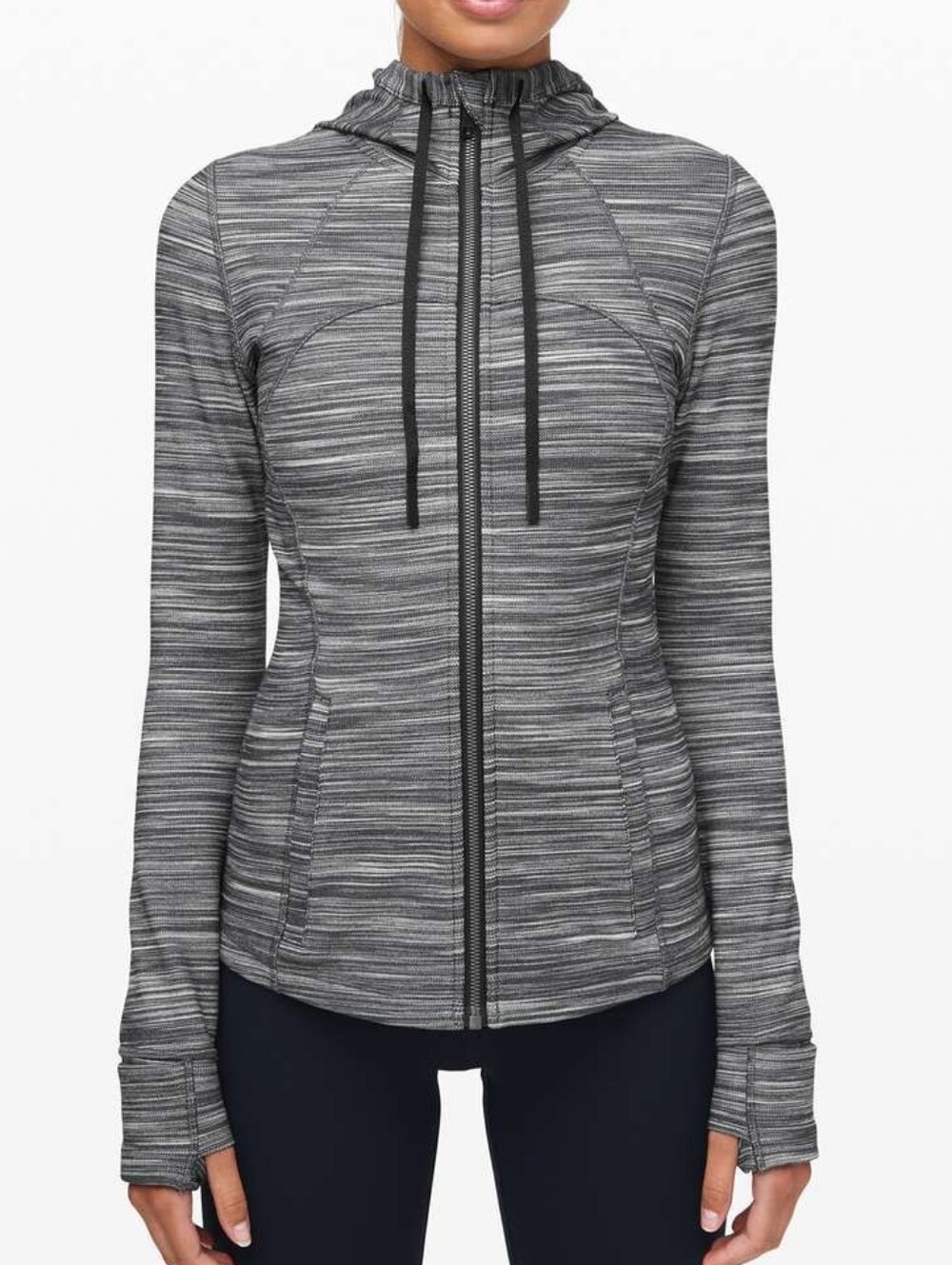 EUC Lululemon Hooded Define Jacket *Nulu Heathered Black / White / Black SIZE 4 - Picture 1 of 9